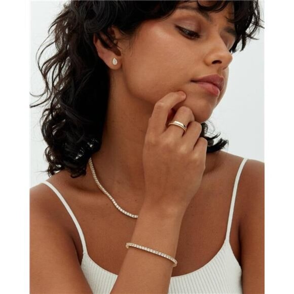 PAVOI Gold Tennis Bracelet for Women 3mm Cubic Zirconia Gift Size 6.5 Inch - Picture 4 of 7